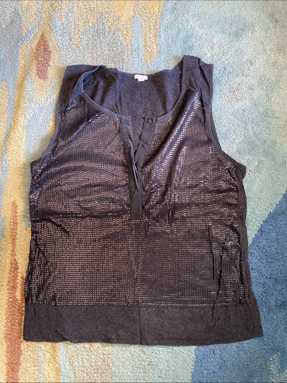 J. Crew Charcoal Gray Sequin Tank Top Size medium